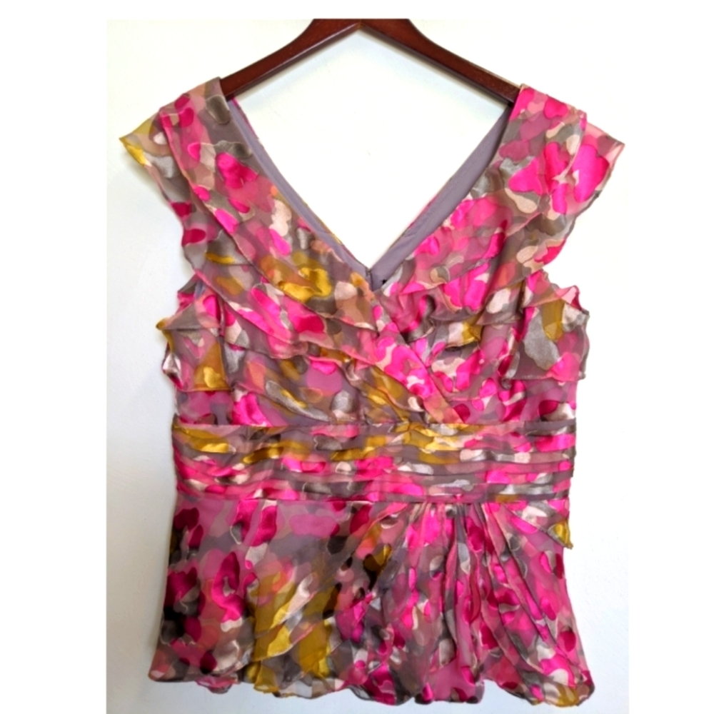 Adrianna Papell v neck sleeveless pink formal essentials blouse